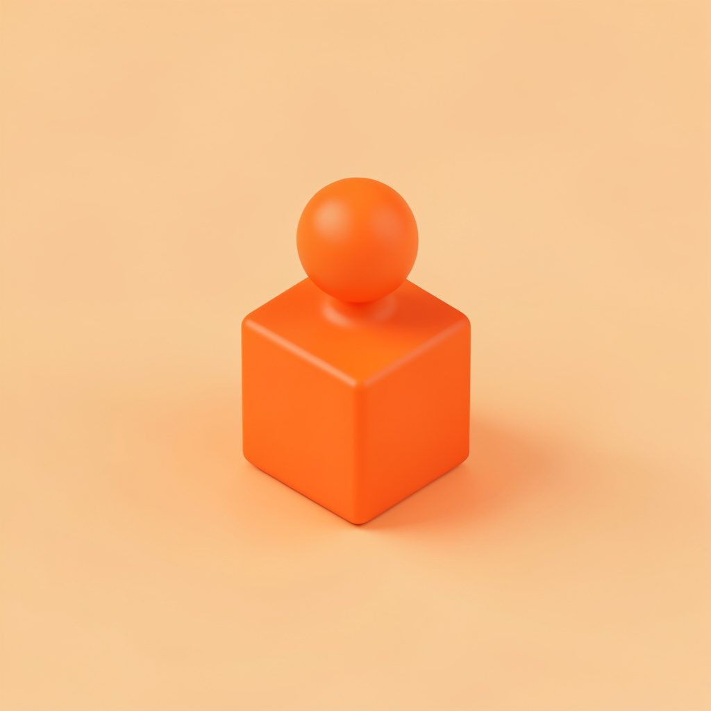 肌色の柔らかなドールを描いたアイソメトリック3Dイラスト、明るい雰囲気